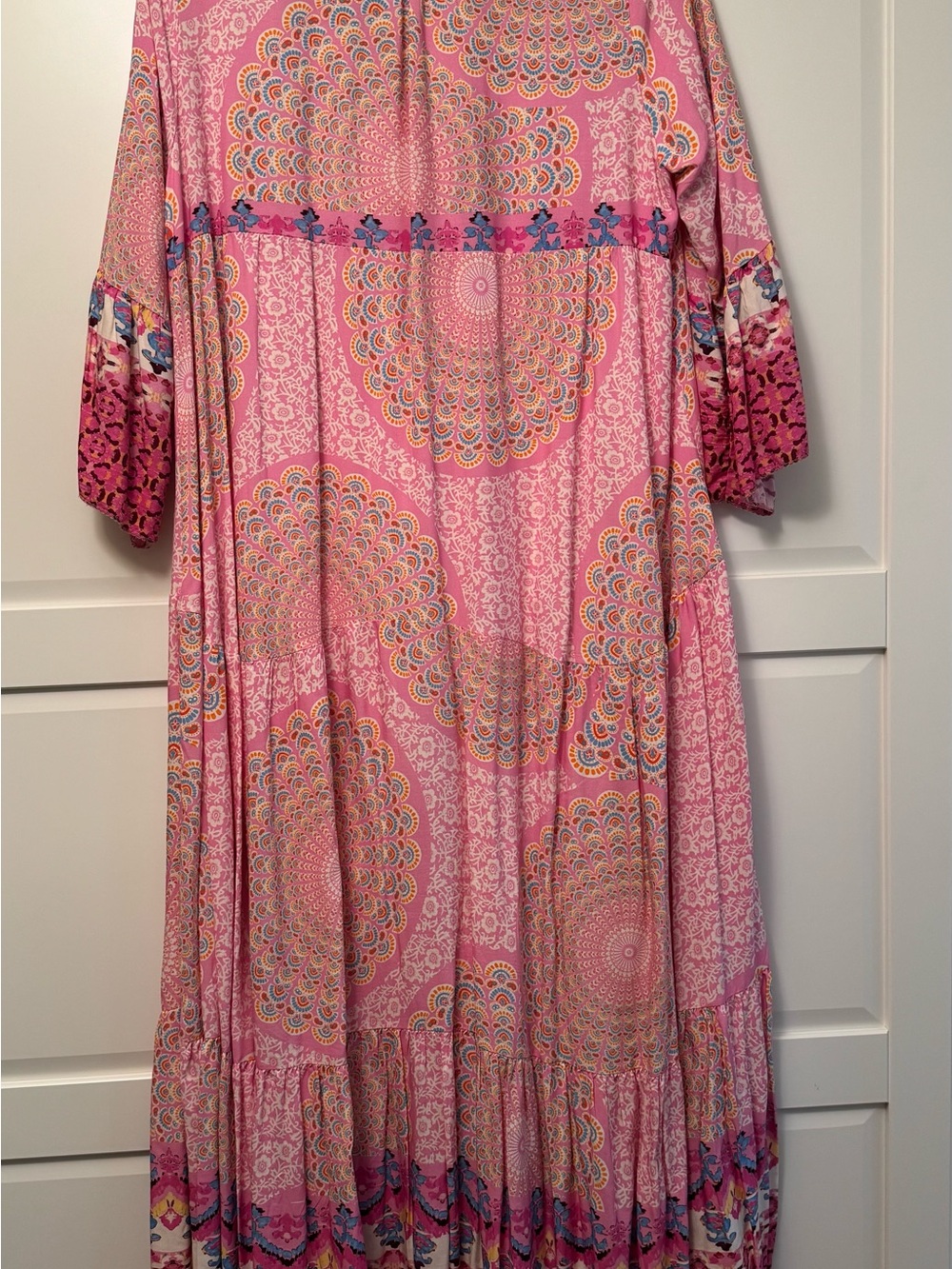 Pink Bohemian Maxi Dress with Mosaic Print  L-XL - Picture 3 of 6